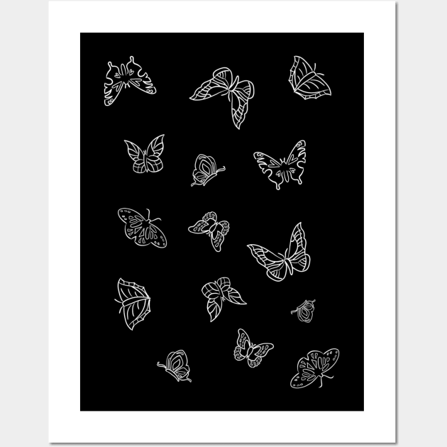 Butterflies Pattern | Butterfly | Black and White Wall Art by Incubuss Fashion